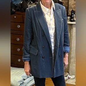 Lafayette 148 Blue Velvet Double breasted Blazer
